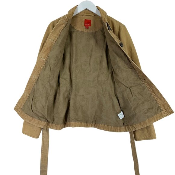 Esprit retro tan corduroy belted light weight elbow patches Jacket size 6 - Picture 8 of 13